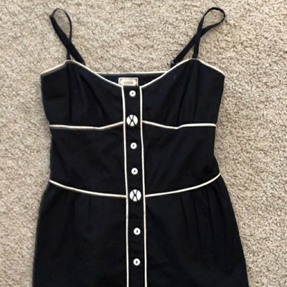 Anthropologie Black Camisole Tank with White Piping